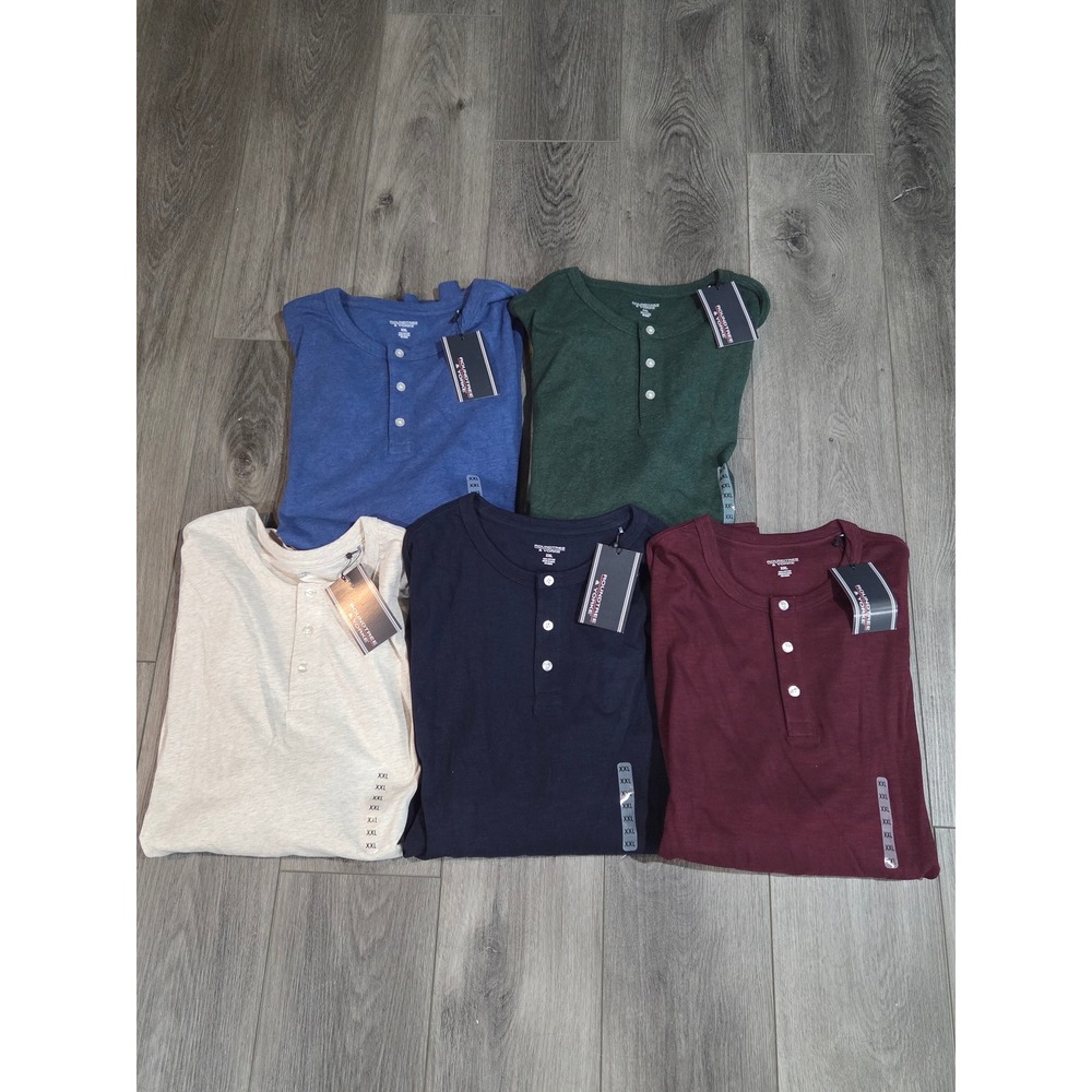 Lot of 5 Roundtree & Yorke Henley shirts Men's XXL Multi colors long sleeve NWT